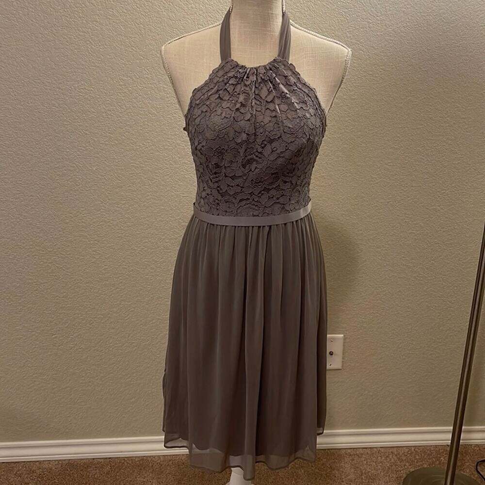 David’s Bridal Gray Bridesmaids Dress Cocktail Party Prom Homecoming Size 2